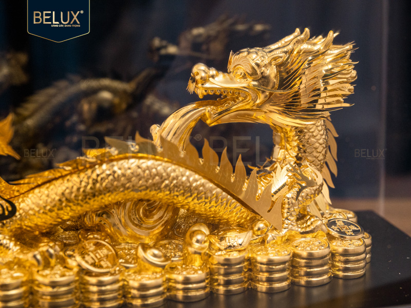 Tượng Rồng Vàng Tài Lộc dát vàng 24k - Linh vật chiêu tài, kích hoạt may mắn và thịnh vượng&nbsp;